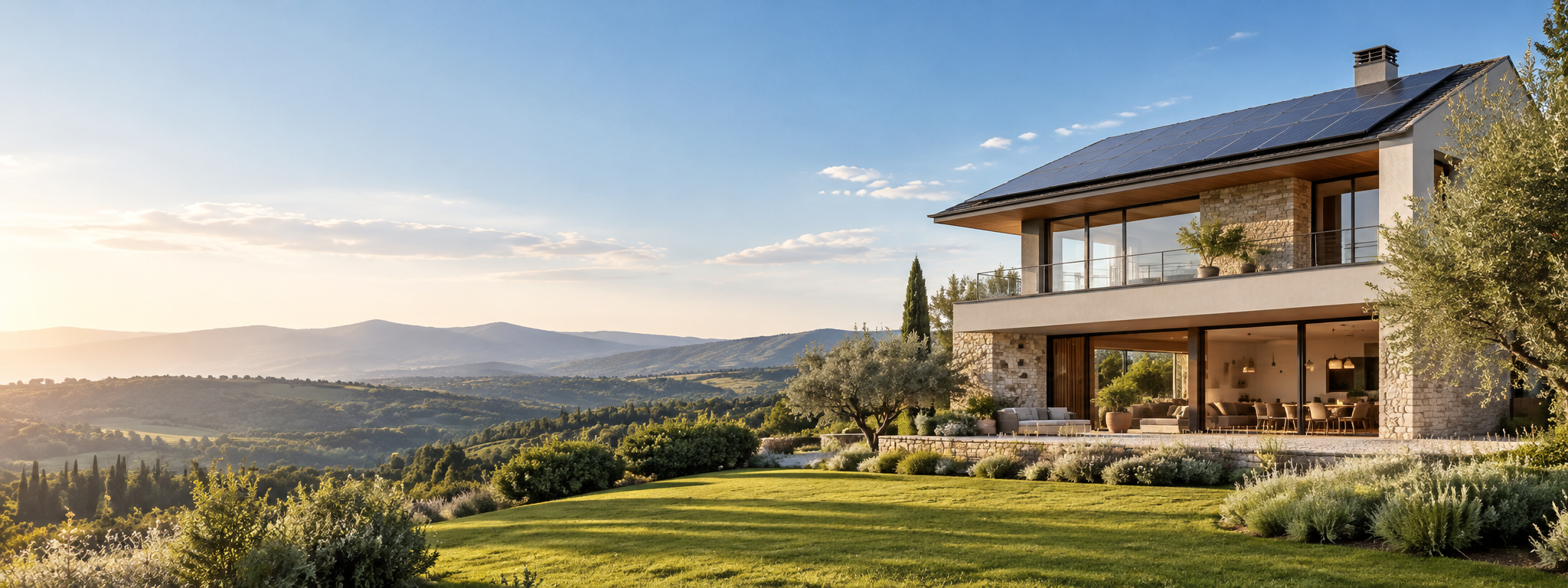 Casa efficiente immersa nel paesaggio italiano